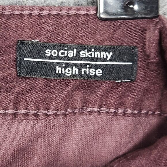 NWT SANCTUARY Purple Social Skinny High Rise Stretch Velvet Pants SIZE 26 - Picture 13 of 16